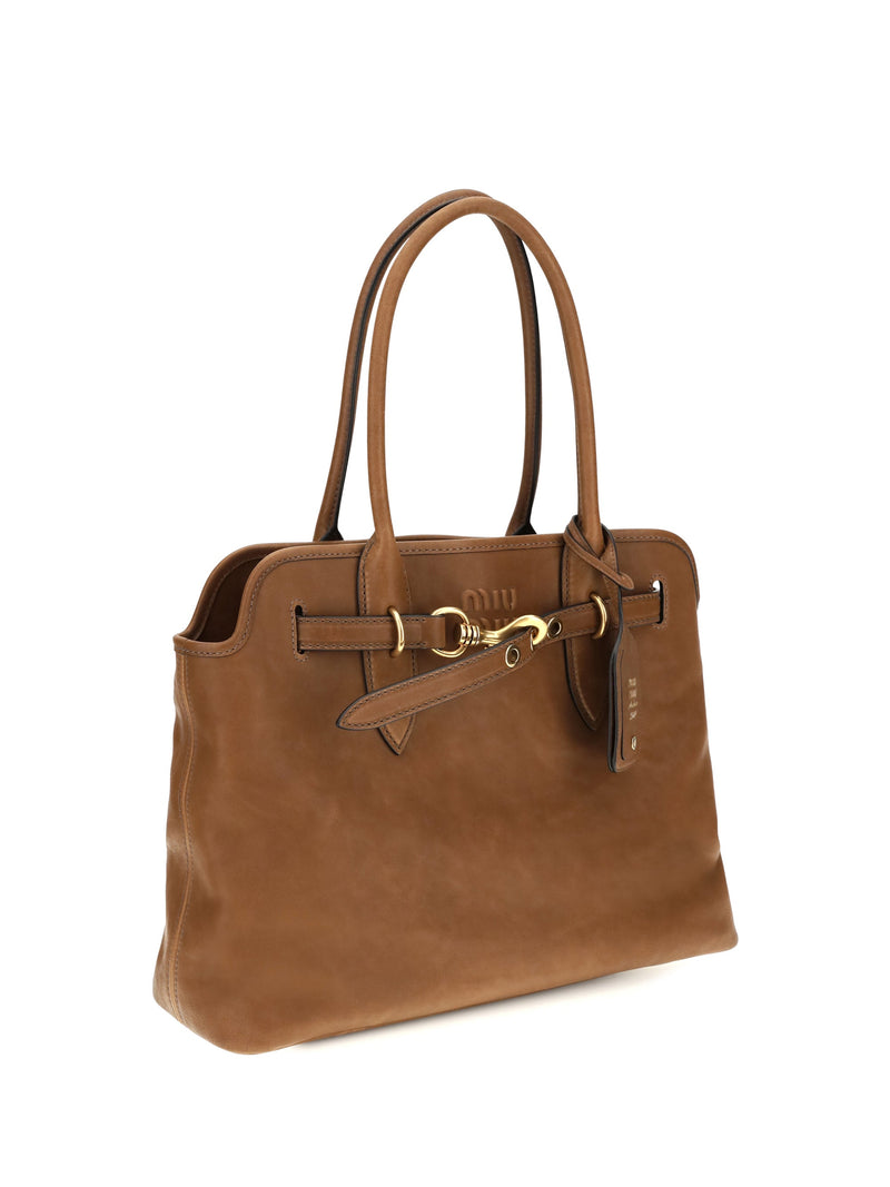 Miu Miu Calf Leather Shoulder Bag — Brown