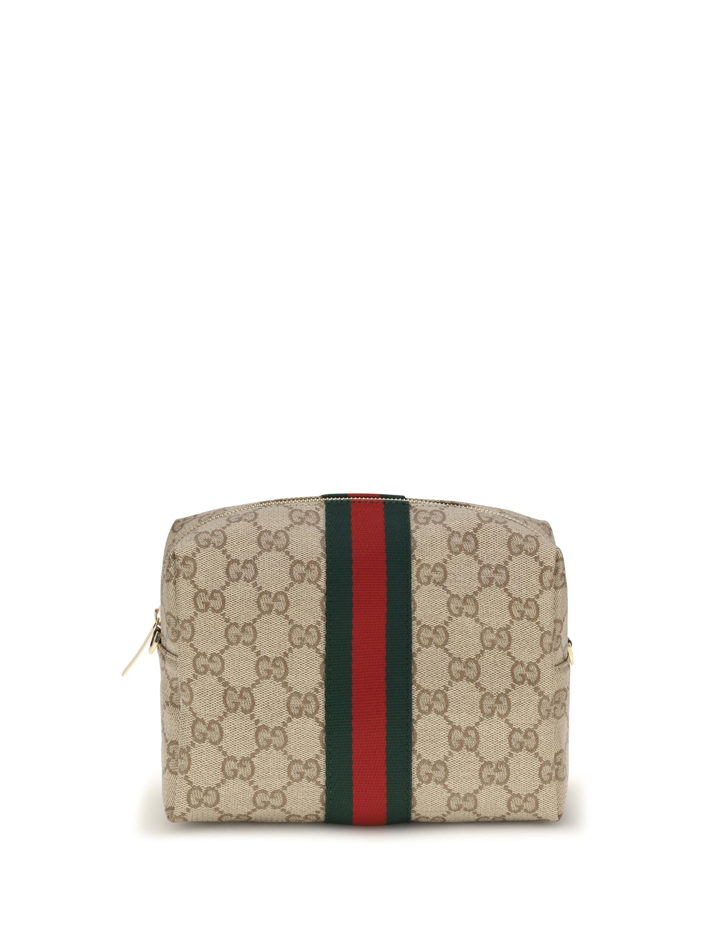 Gucci Gg Canvas With Web Stripe Shoulder Bag — Beige Fabric