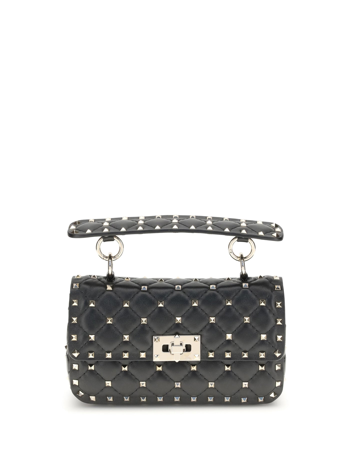 Valentino Garavani Quilted Nappa Leather Top Handle Bag — Black Lamb Ovis Aries