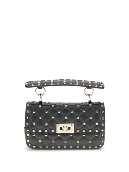 Valentino Garavani Quilted Nappa Leather Top Handle Bag — Black Lamb Ovis Aries