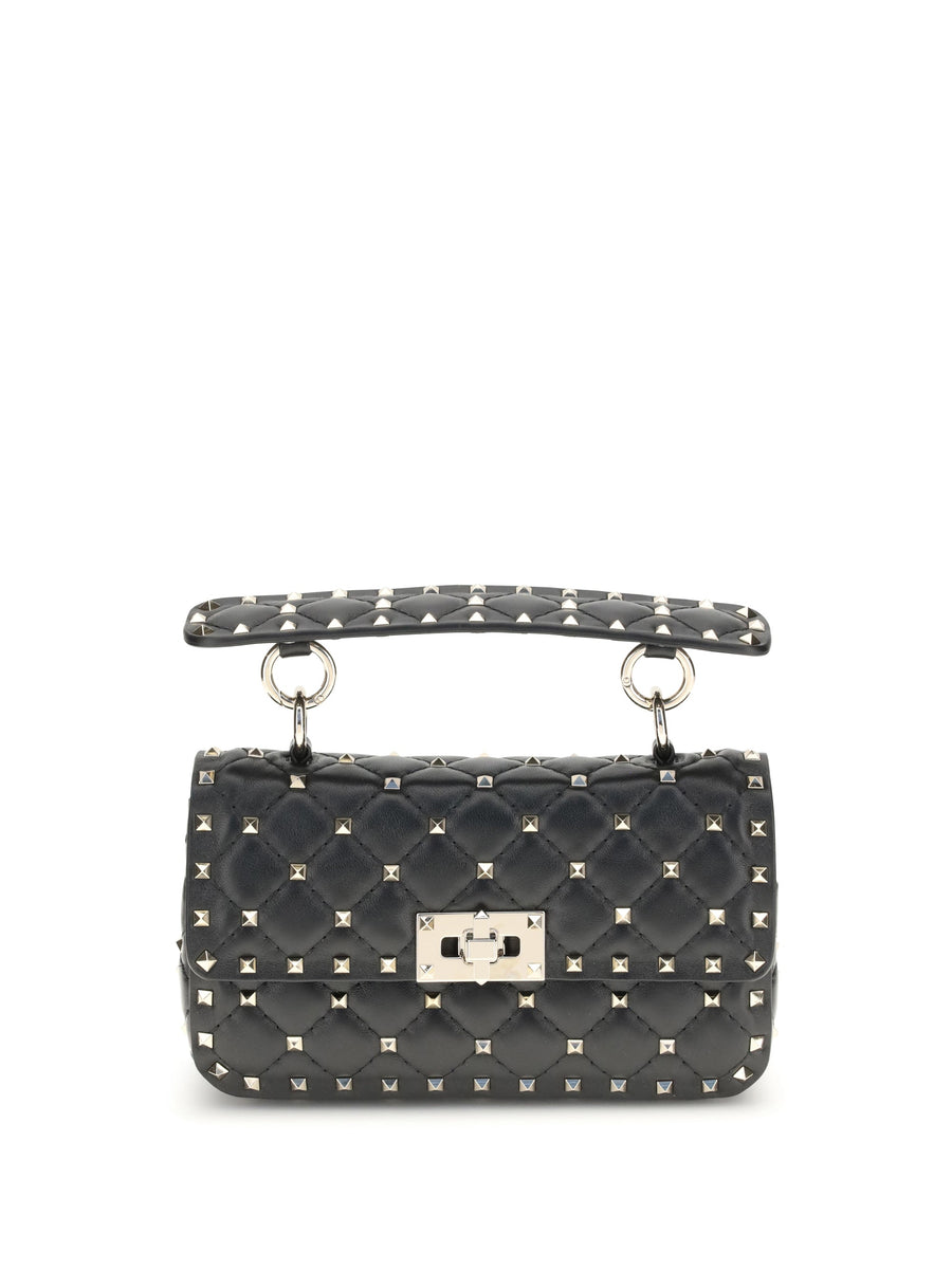 Valentino Garavani Quilted Nappa Leather Top Handle Bag — Black Lamb Ovis Aries
