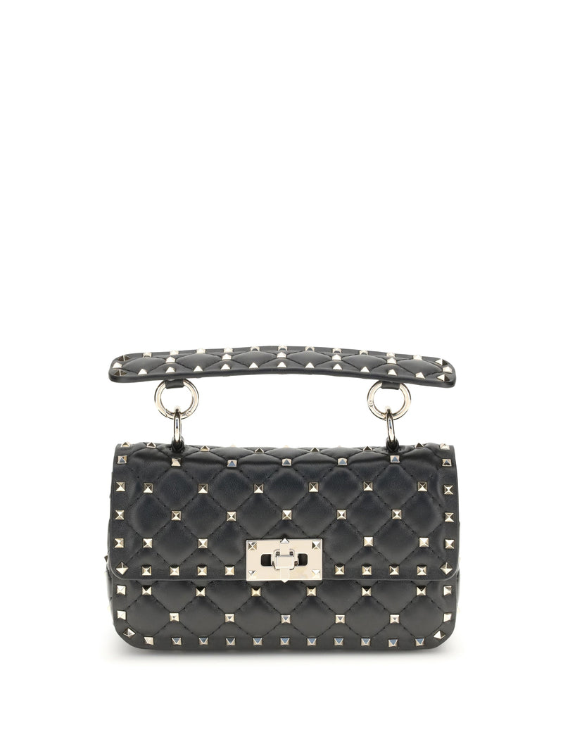 Valentino Garavani Rockstud Spike Shoulder Bag — Black Lambskin
