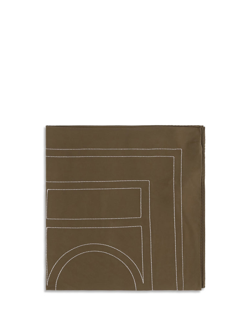 Toteme Monogram-Embroidered Silk Scarf — Brown Scarfs