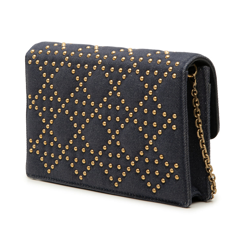 Denim Cannage Studded DiorAddict Wallet on Chain - Image 2
