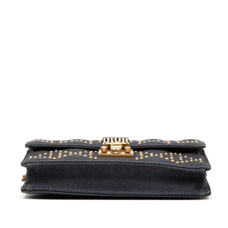 Denim Cannage Studded DiorAddict Wallet on Chain - Image 3