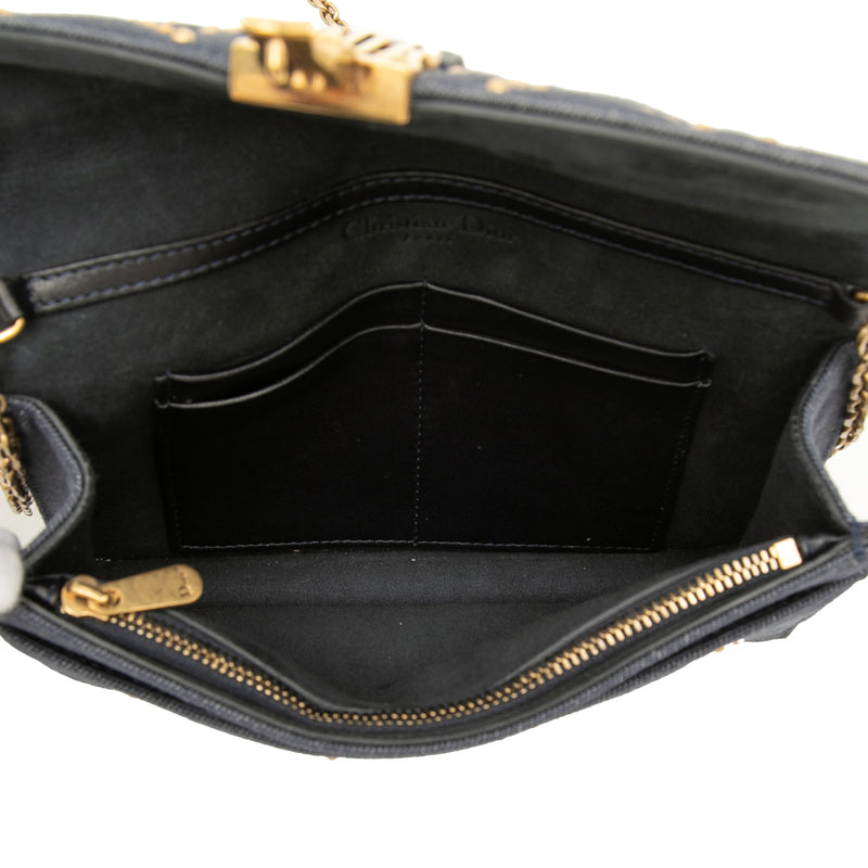 Denim Cannage Studded DiorAddict Wallet on Chain - Image 4