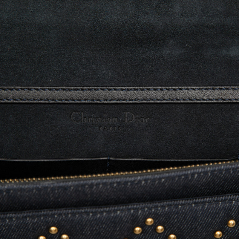 Denim Cannage Studded DiorAddict Wallet on Chain - Image 5