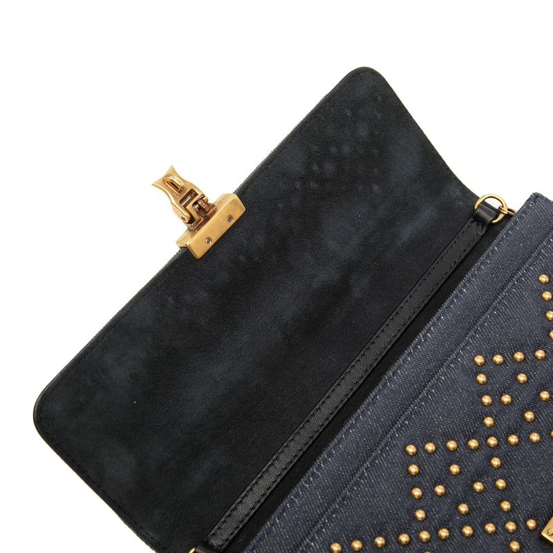 Denim Cannage Studded DiorAddict Wallet on Chain - Image 6
