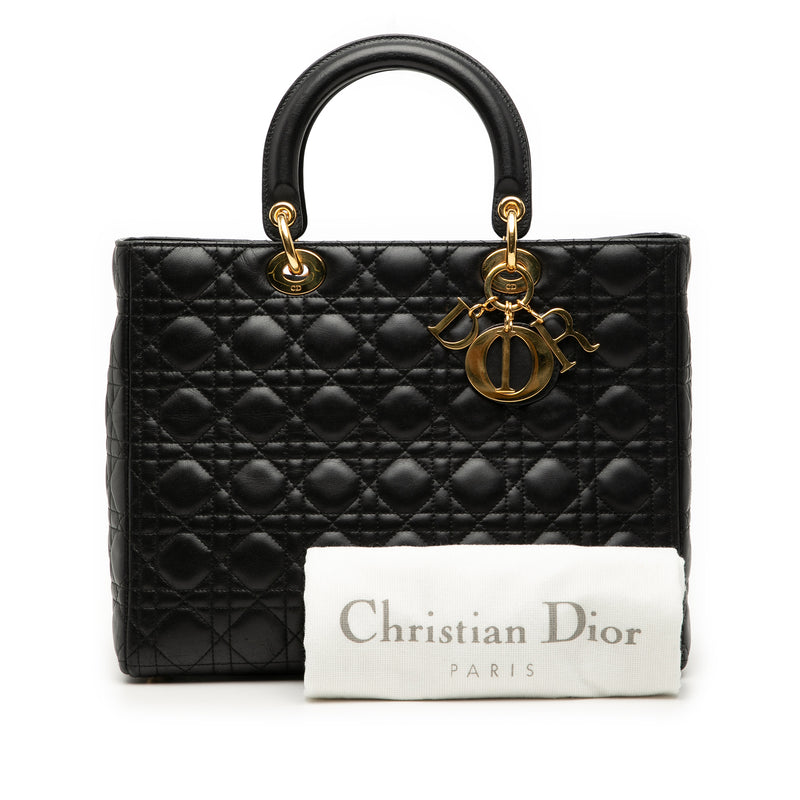 Large Lambskin Cannage Lady Dior - Image 8