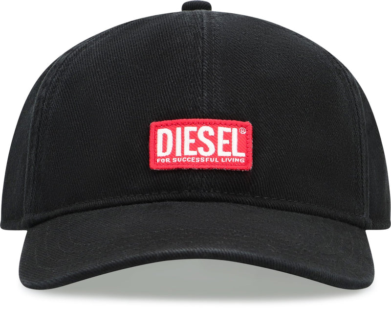 Diesel A11360 Logo-Embroidered Cotton Baseball Cap — Black Caps