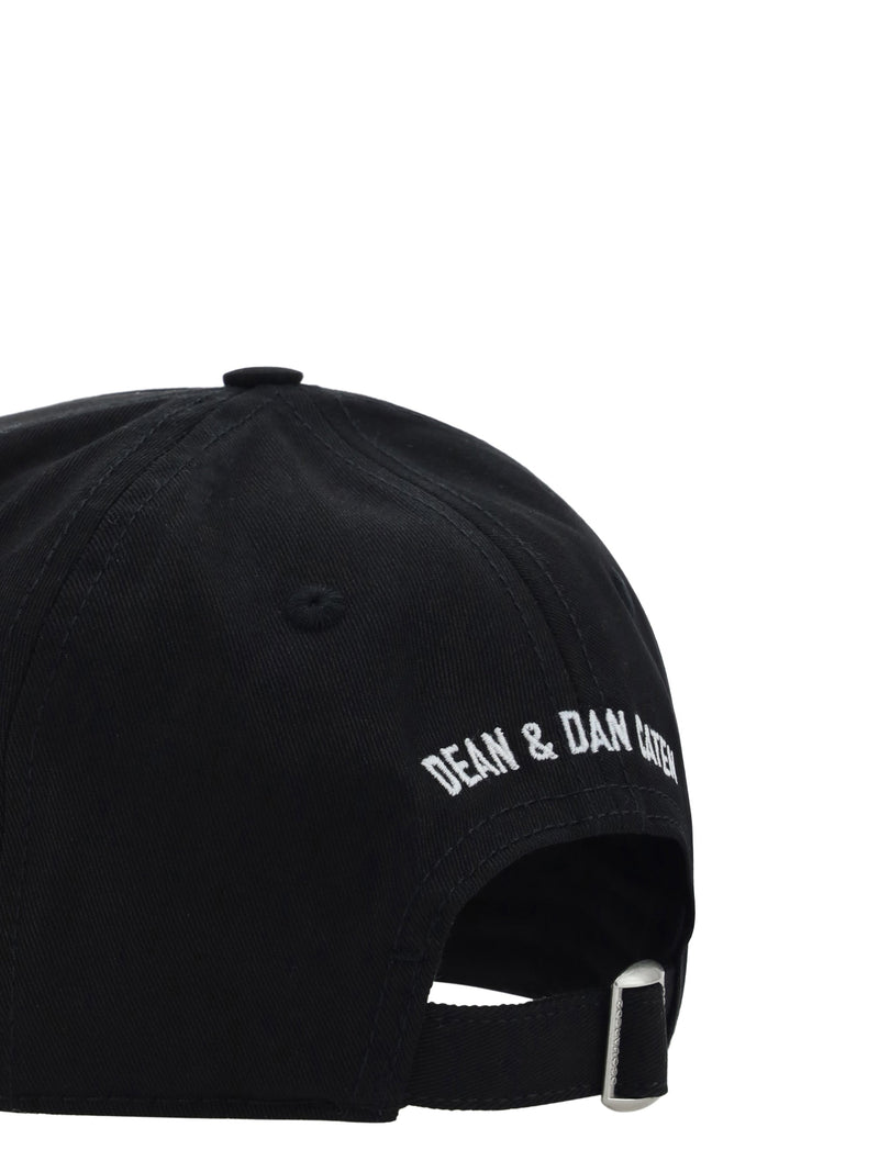 Dsquared2 Bcm066005c00001 Logo-Embroidered Baseball Cap — Black Cotton Caps