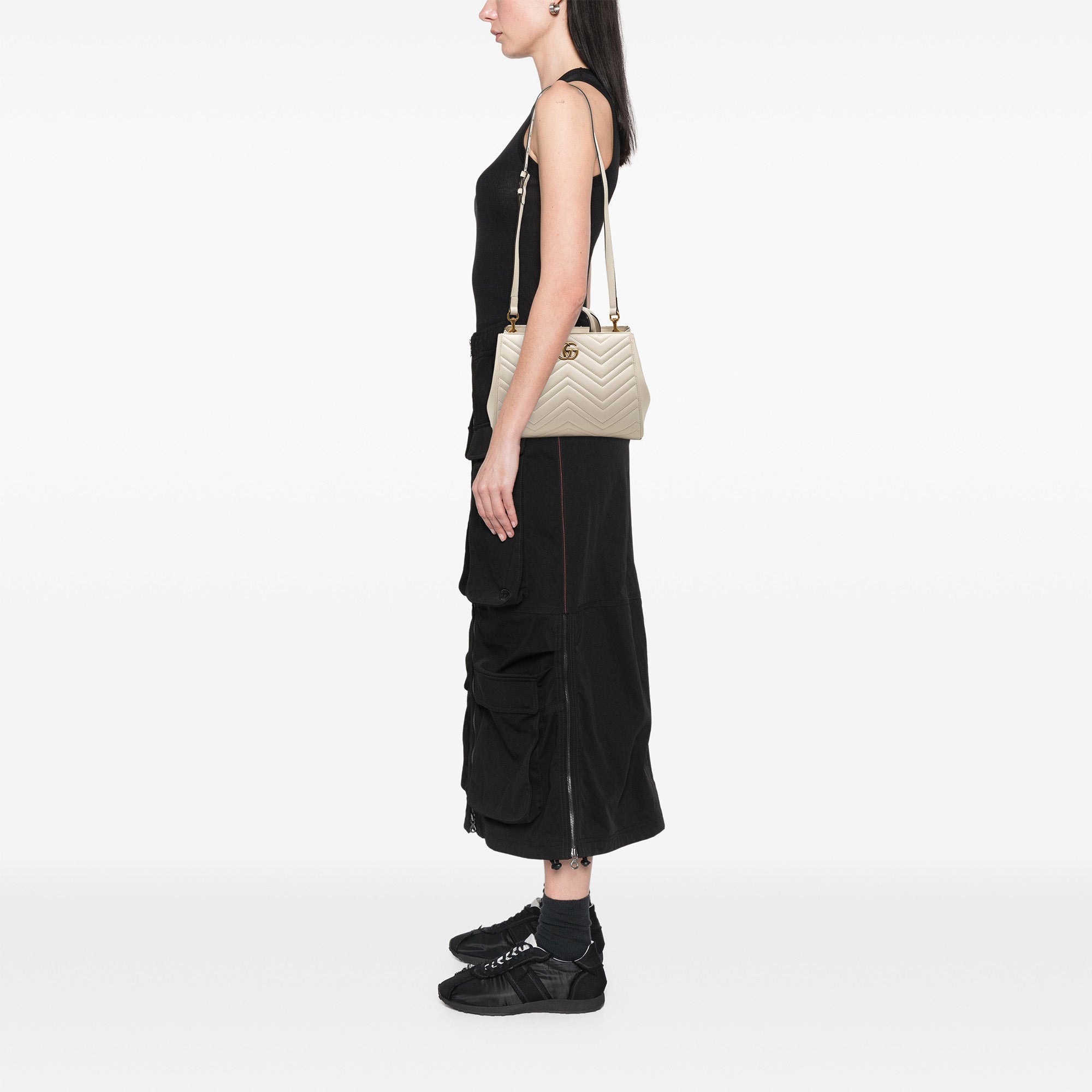 Small GG Marmont Matelasse Calfskin Satchel - Image 7
