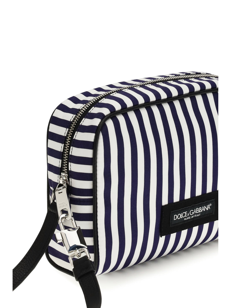 Dolce & Gabbana Striped Poplin Clutch — Blue Cotton