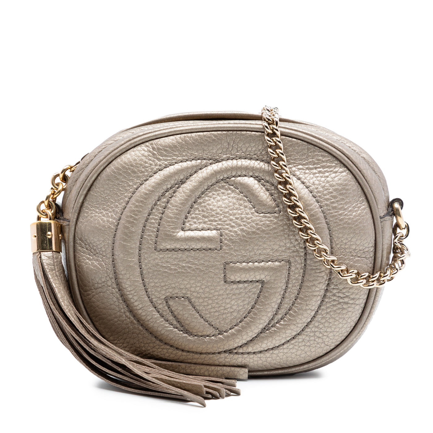 Mini Metallic Pebbled Calfskin Soho Chain Crossbody - Image 1