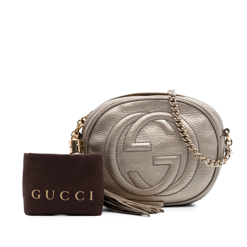 Mini Metallic Pebbled Calfskin Soho Chain Crossbody - Image 8