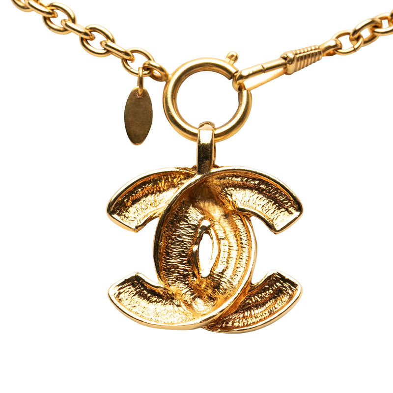 CC Gold Plated Quilted Pendant Necklace - Image 2