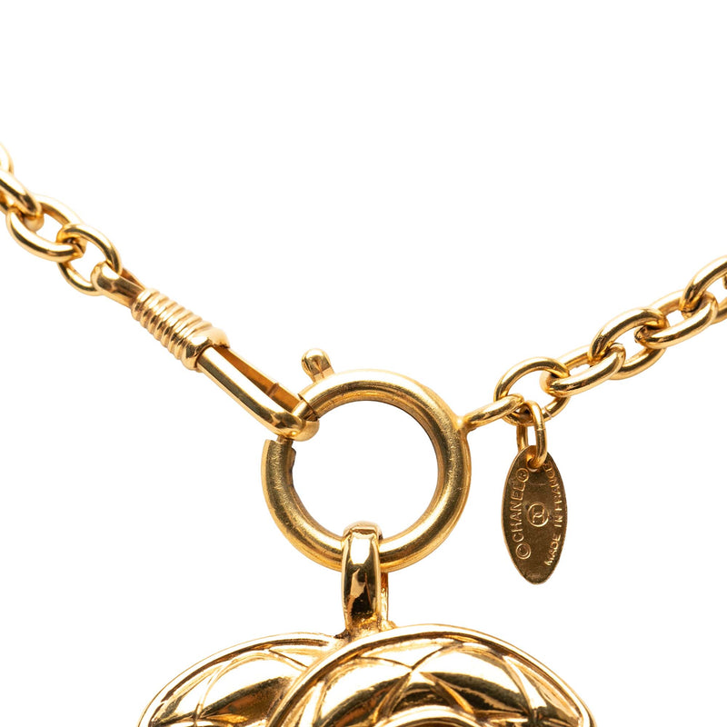 CC Gold Plated Quilted Pendant Necklace - Image 3