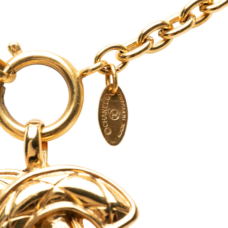 CC Gold Plated Quilted Pendant Necklace - Image 4