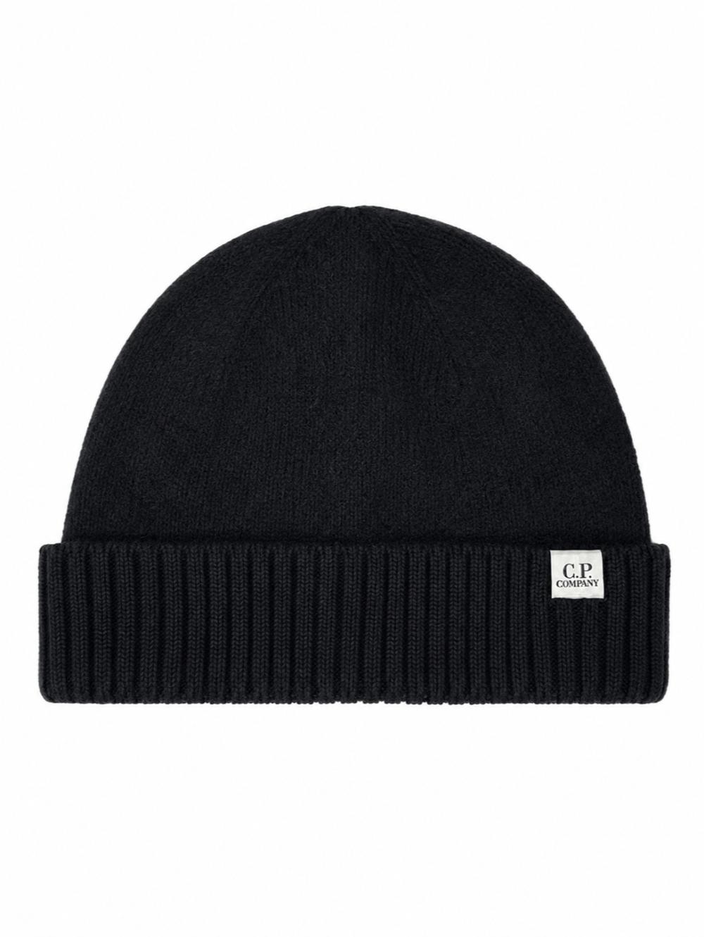 C.p. Company 21cmac280a110513a Ribbed Virgin Wool Beanie — Black Beanies