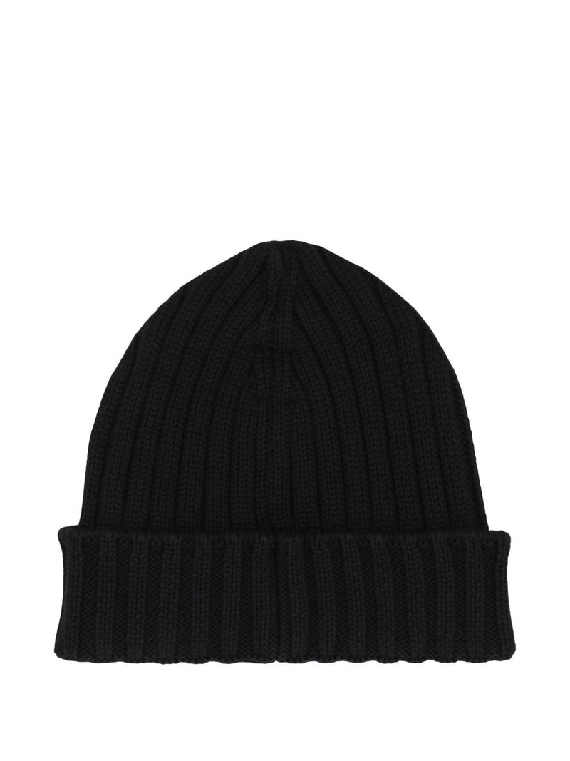C.p. Company Rfcmac738a005509a Ribbed Wool Beanie — Black Beanies