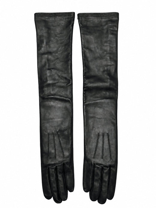 Jean Paul Gaultier Lambskin With Pintuck Detailing Gloves — Black