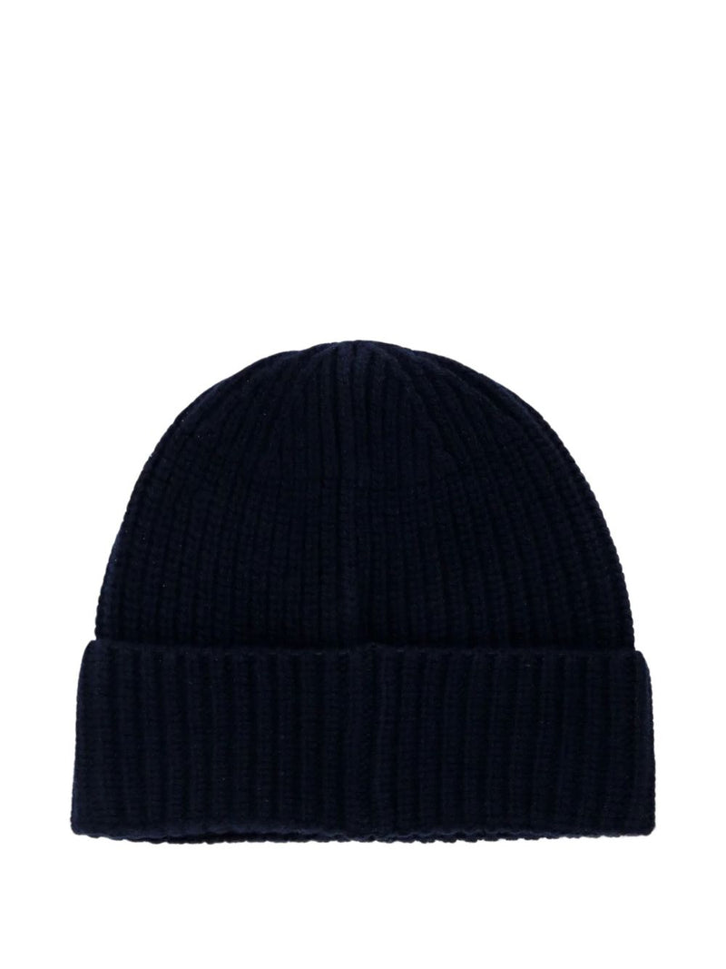 Stone Island L2s15n100012s00b4 Ribbed Virgin Wool Beanie — Navy Beanies