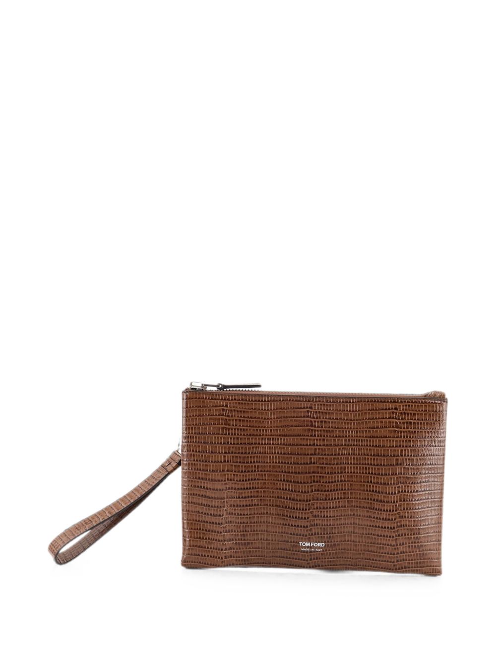 Tom Ford Lizard-Embossed Calfskin Clutch — Beige Leather