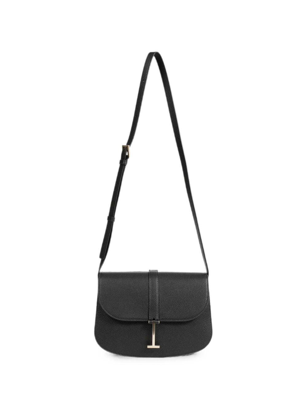 Tom Ford Pebbled Calfskin Shoulder Bag — Black Leather