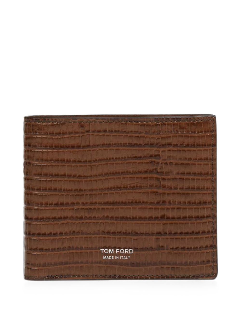 Tom Ford Lizard-Effect Calfskin Wallet — Brown