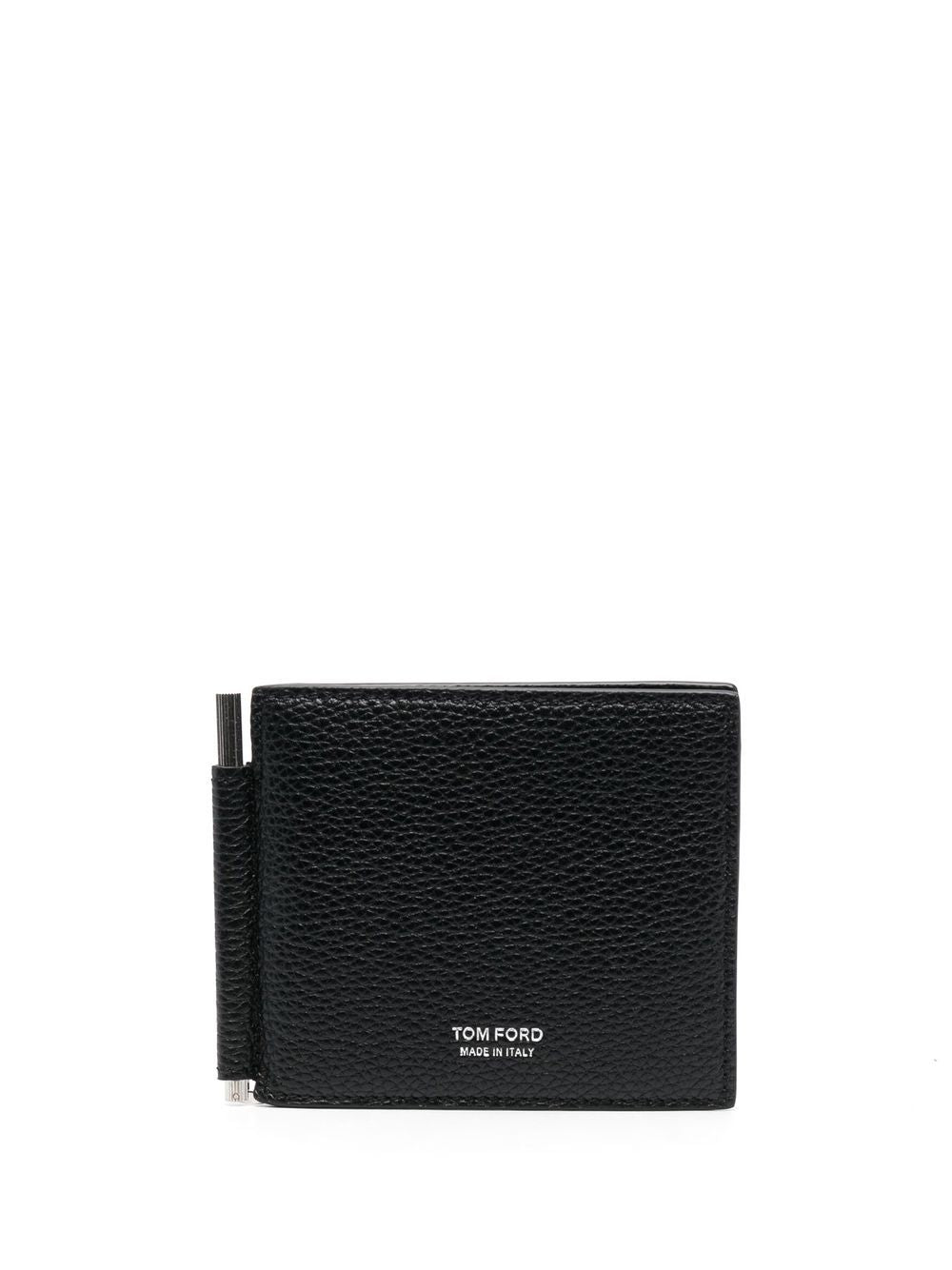 Tom Ford Bifold Calfskin With Money Clip Wallet — Black Calfskin; Lining: Goatskin & Cardholders