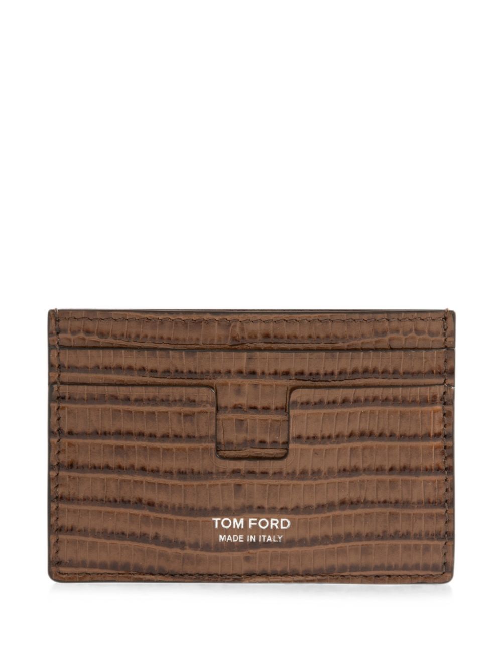 Tom Ford T Line Card Case — Brown Calf Leather Wallet