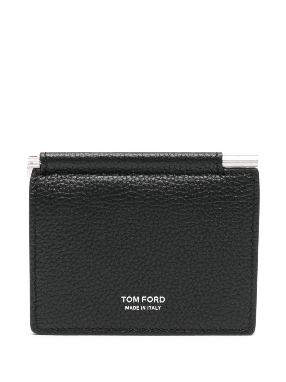 Tom Ford Hammered Grained Calfskin Card Holder — Black Leather Wallets & Cardholders