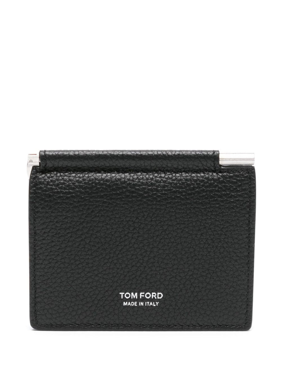 Tom Ford Hammered Grained Calfskin Card Holder — Black Leather Wallets & Cardholders