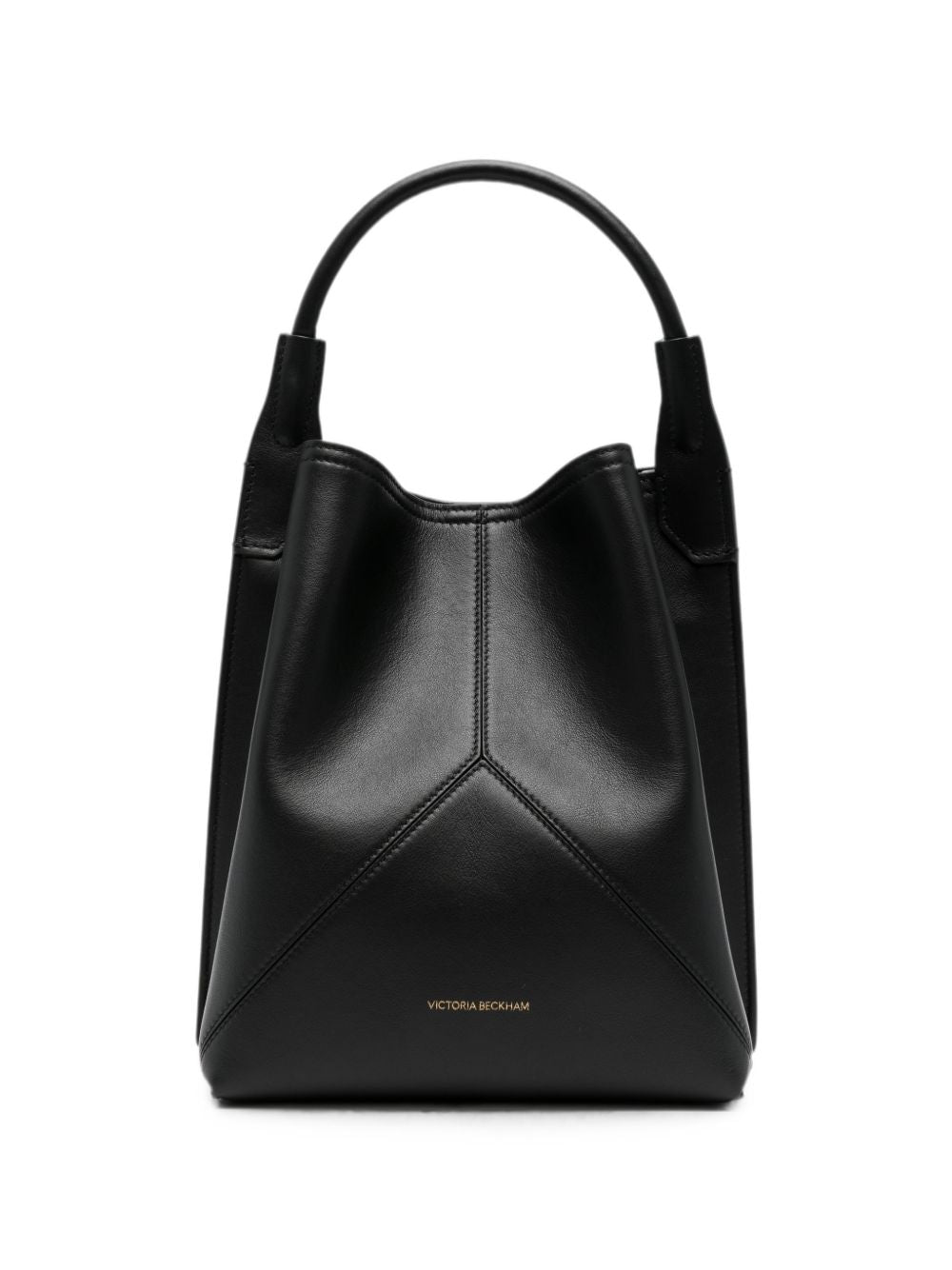 Victoria Beckham Pleated Leather Shoulder Bag — Black