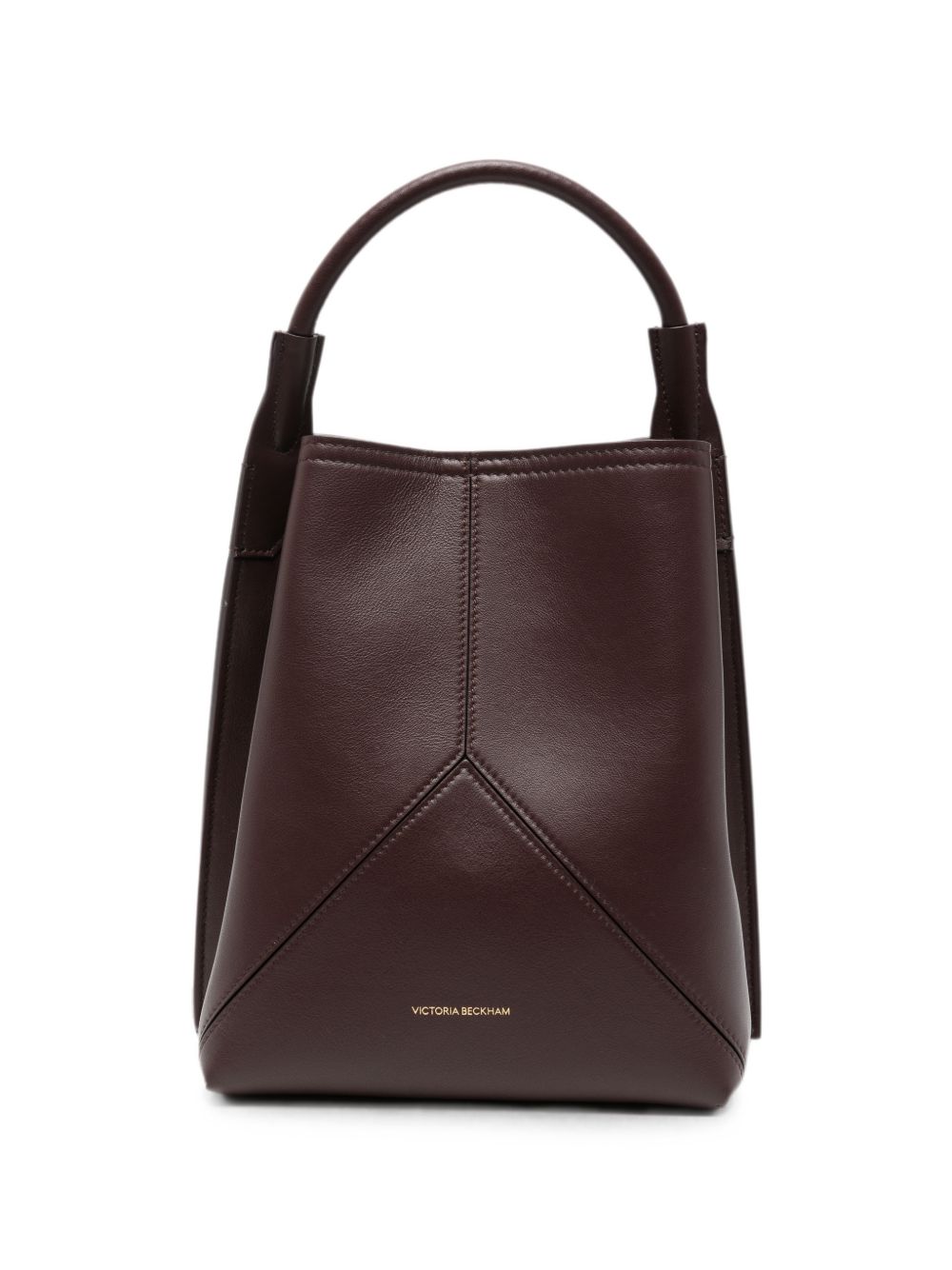 Victoria Beckham Pleated Leather Top Handle Bag — Burgundy