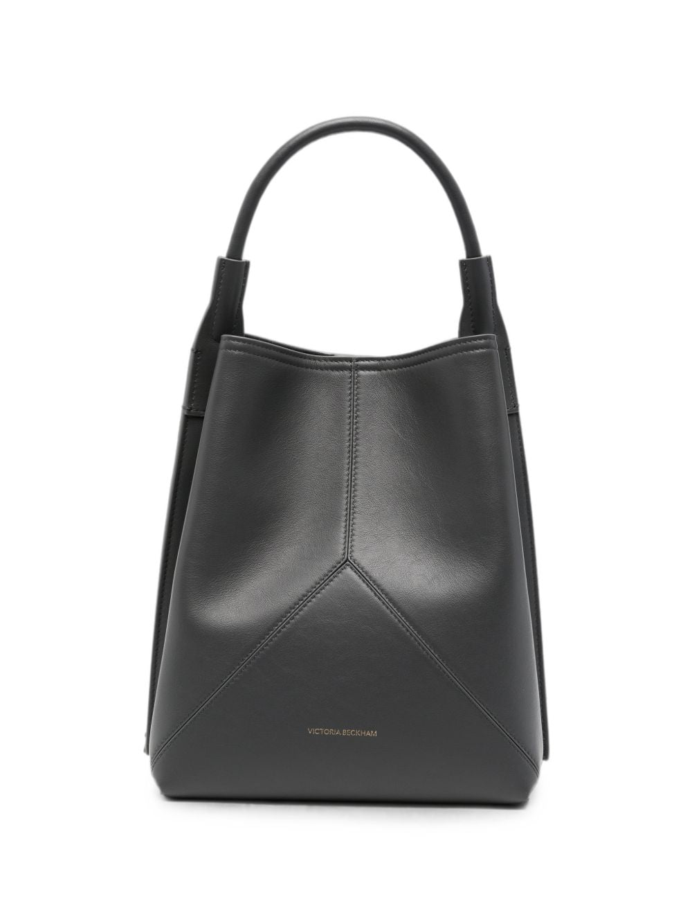 Victoria Beckham Pleated Leather Shoulder Bag — Gray