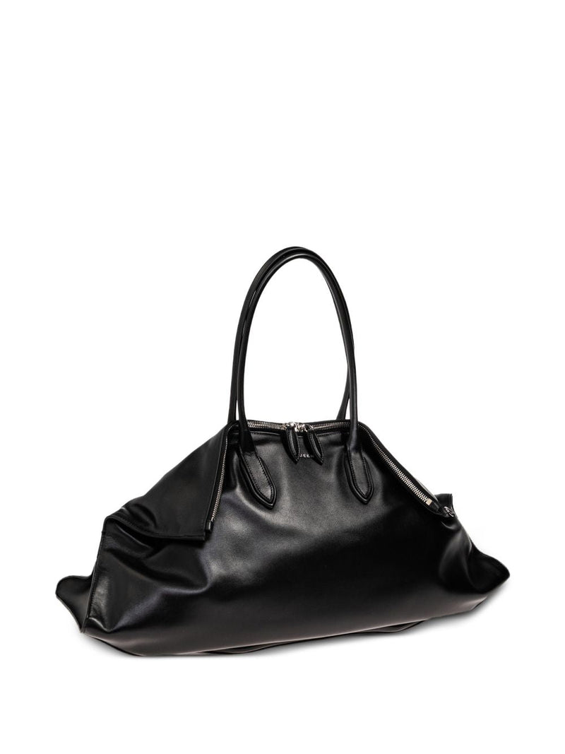 Alexander Mcqueen Maxi Manta Shoulder Bag — Black Calfskin