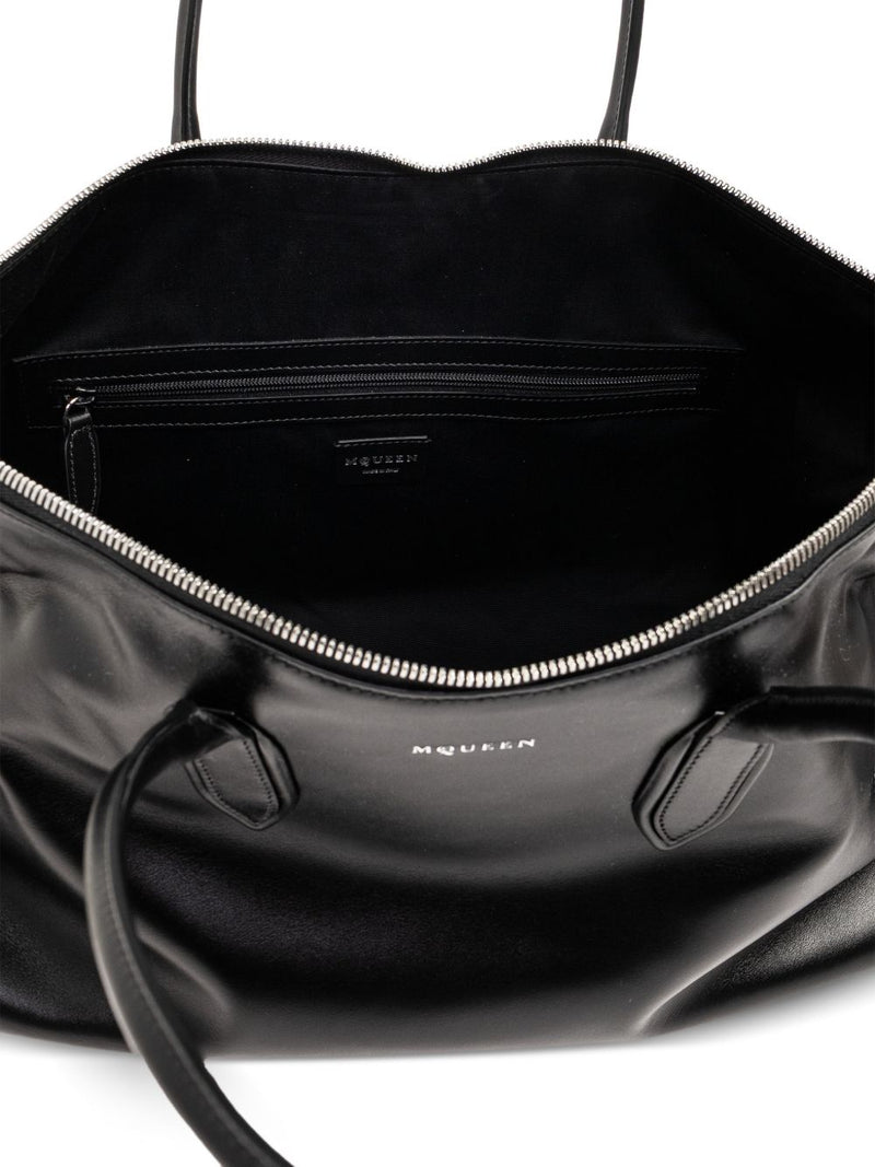 Alexander Mcqueen Maxi Manta Shoulder Bag — Black Calfskin