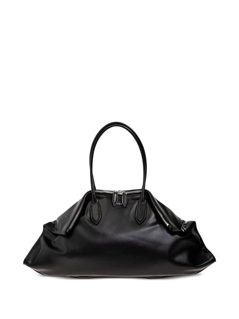 Alexander Mcqueen Maxi Manta Shoulder Bag — Black Calfskin