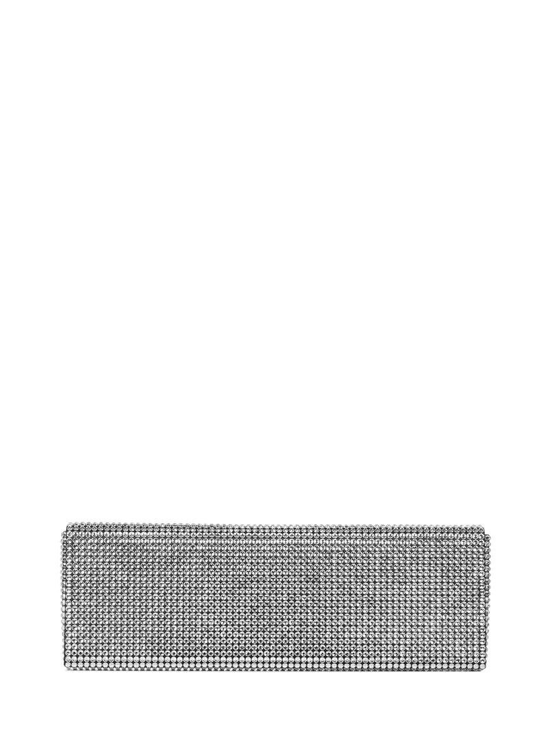 Amina Muaddi Amini Paloma Clutch — Black Satin