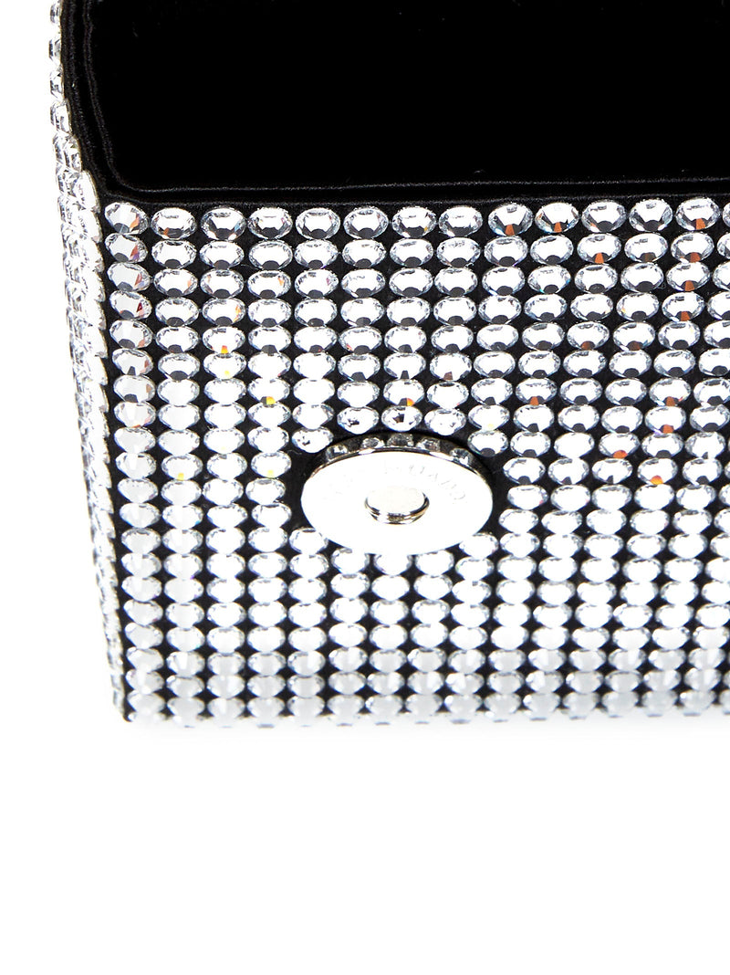 Amina Muaddi Amini Paloma Clutch — Black Satin
