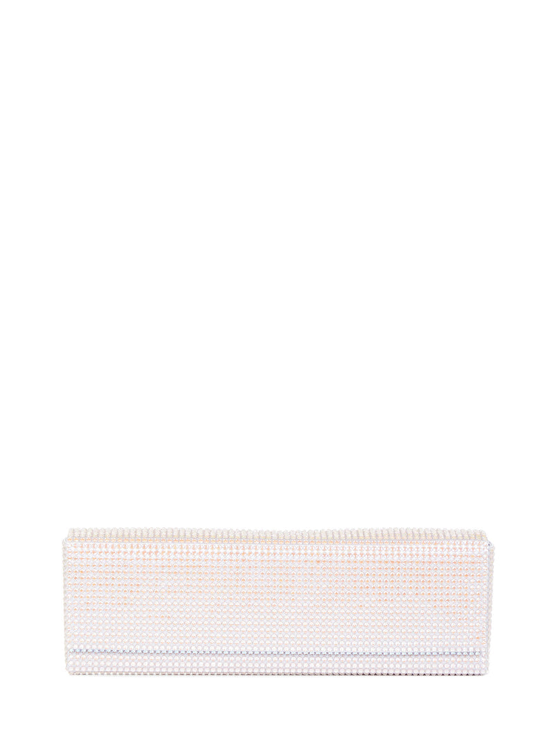 Amina Muaddi Amini Paloma Clutch — Gray Satin