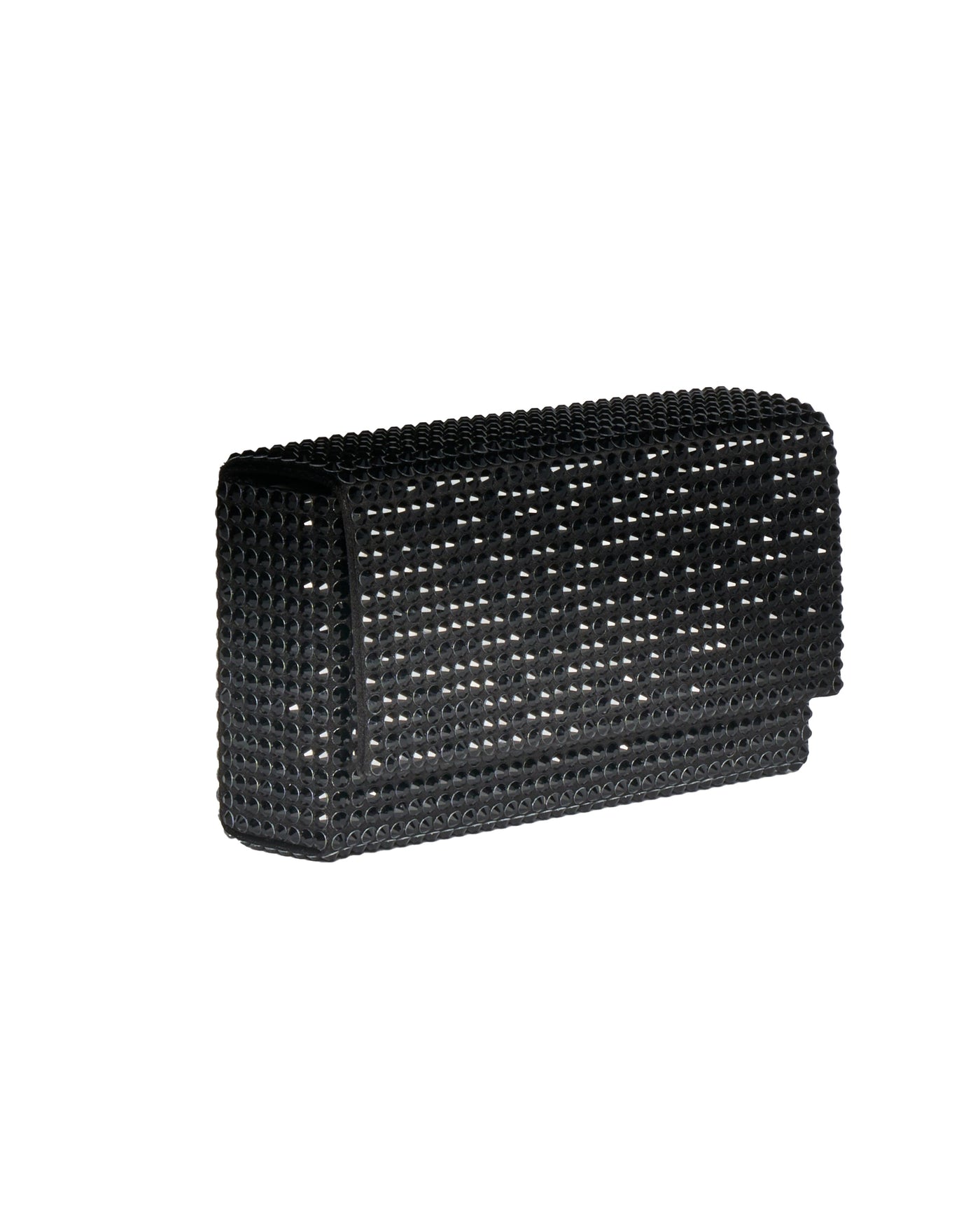 Amina Muaddi Crystal Embellished Clutch — Black Silk