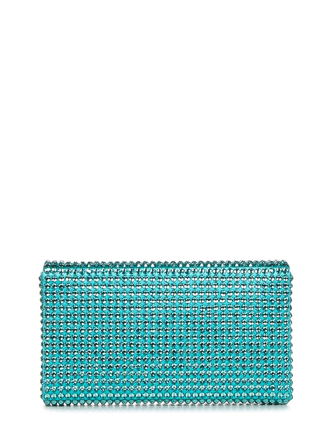 Amina Muaddi Crystal-Embellished Clutch — Green Viscose