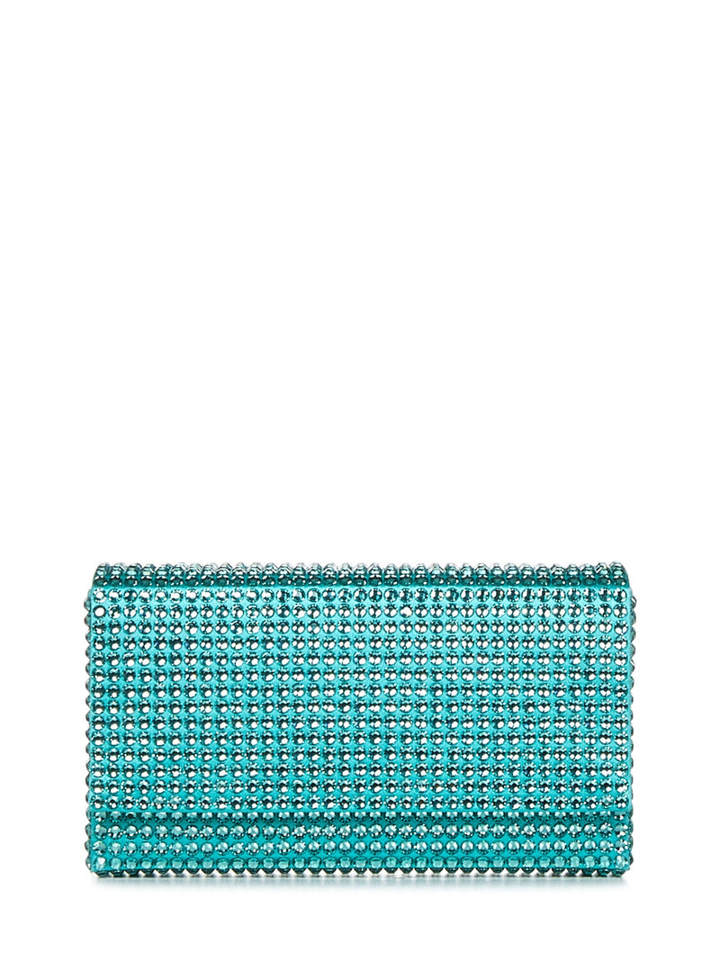 Amina Muaddi Crystal-Embellished Clutch — Green Viscose