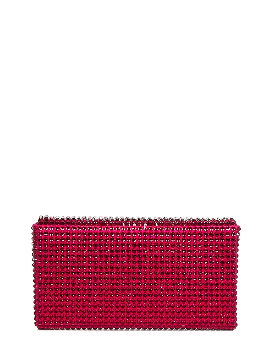 Amina Muaddi Super Amini Clutch — Red Satin