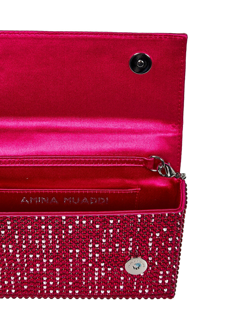 Amina Muaddi Super Amini Clutch — Red Satin
