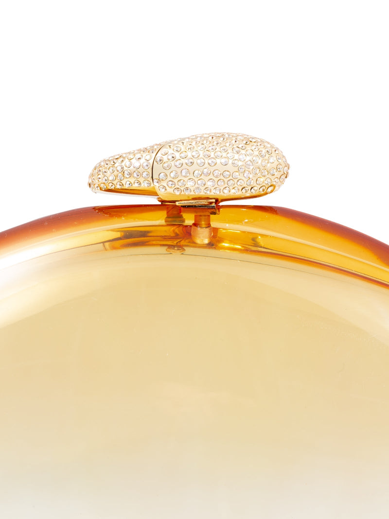 Benedetta Bruzziches Gold Acrylic With Crystal Clasp Clutch —