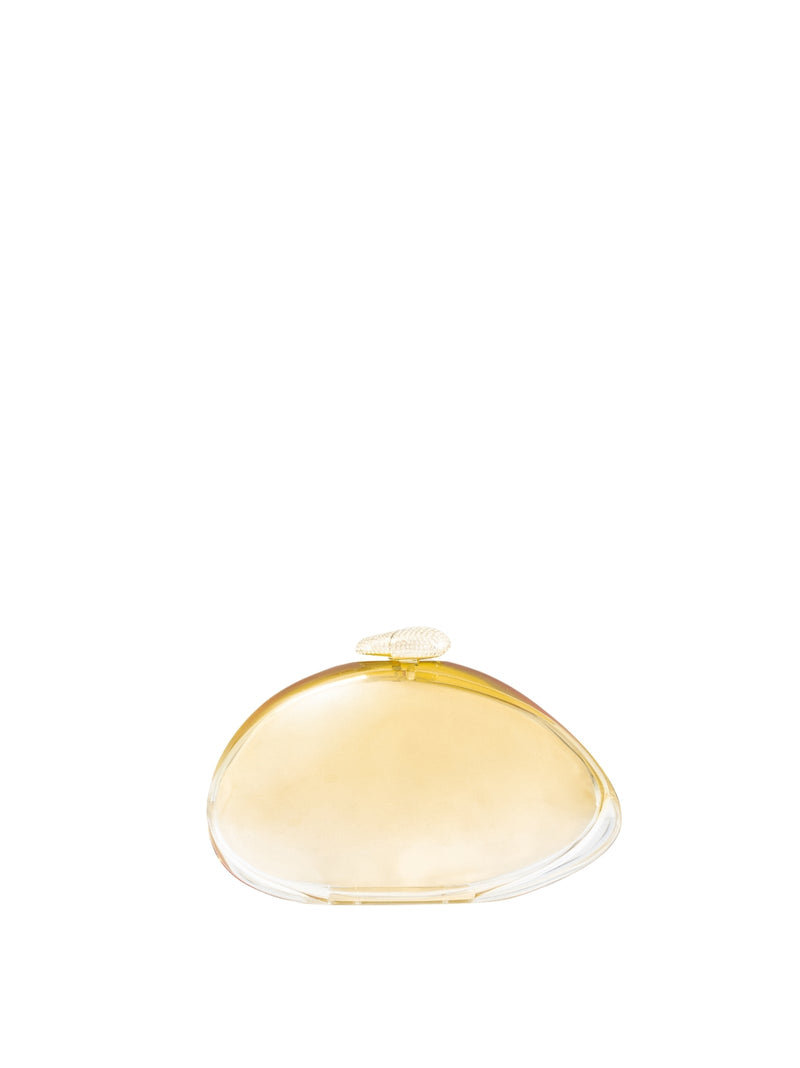Benedetta Bruzziches Gold Acrylic With Crystal Clasp Clutch —
