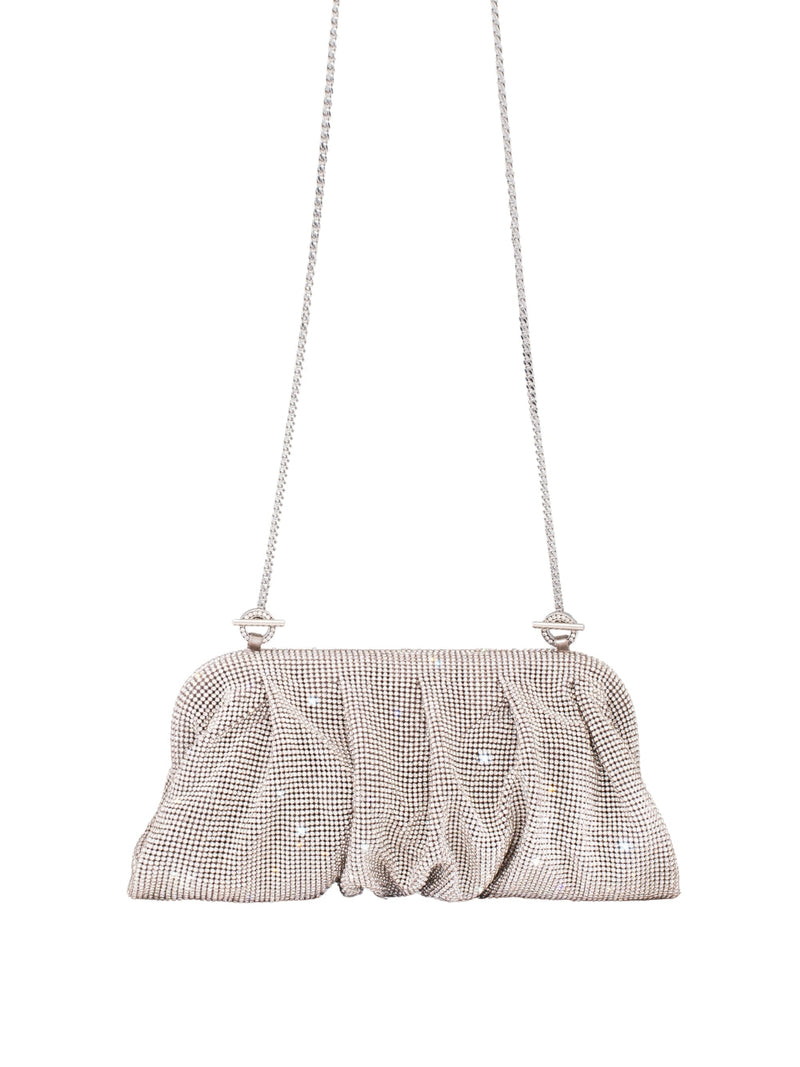 Benedetta Bruzziches Clutch — Silver Aluminum Mesh; Crystals